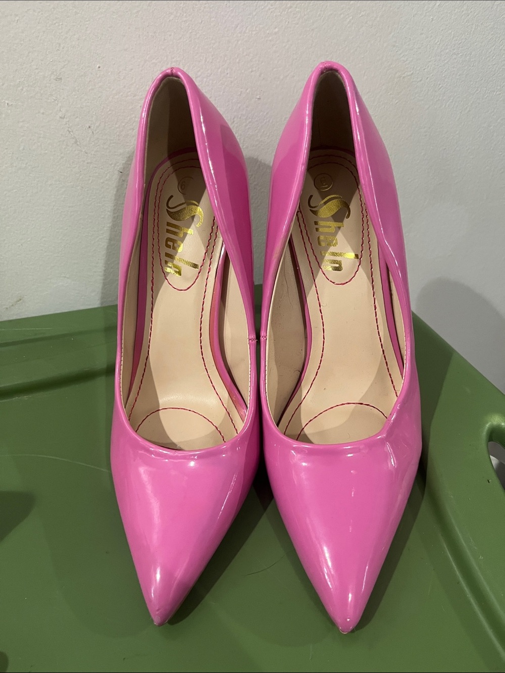 SHEIN Hot Pink Patent Pointed Pumps